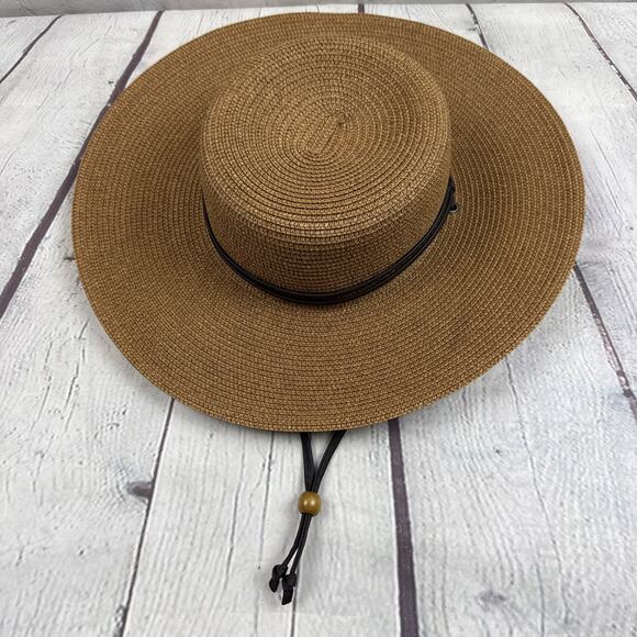 Sloggers Women's Sun Hat 22.5" Medium Braided‎ With Chin Strap Brown Tan - Picture 1 of 5